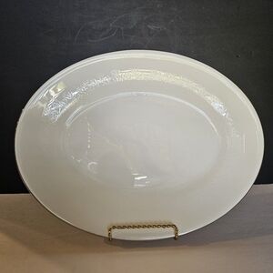 WEDGWOOD SILVER ERMINE OVAL PLATTER 14"L  BONE CHINA ENGLAND R4452 WHITE FLORAL